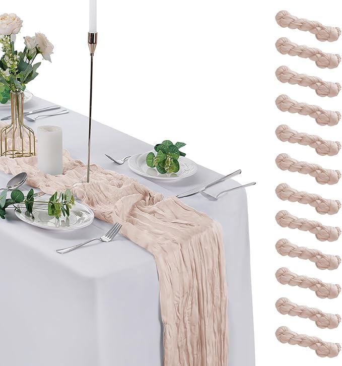 12 Pack Cheesecloth Table Runner 9ft,17 x 108 inch Gauze Table Runner Rustic Romantic Wedding Runner for Wedding Bridal Shower Fall Decoration,Terracotta