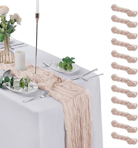 12 Pack Cheesecloth Table Runner 9ft,17 x 108 inch Gauze Table Runner Rustic Romantic Wedding Runner for Wedding Bridal Shower Fall Decoration,Terracotta