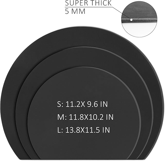 Fotouzy TPU Silicone Cutting Boards for Kitchen, Thick Rubber Flexible Cutting Board Mats, Black Cutting Mats Nonslip, Half Round Cutting Mat for Kitchen Dishwasher Safe, BPA Free, Multi Sizes 3 Pcs