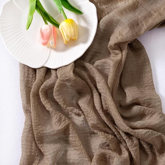 Socomi Nude Cheesecloth Table Runner Fall Thanksgiving Gauze 120 Inch Rustic Boho Cheese Cloth Runner for Wedding Party Baby Bridal Shower Centerpiece Decoration Holiday Home Decorations