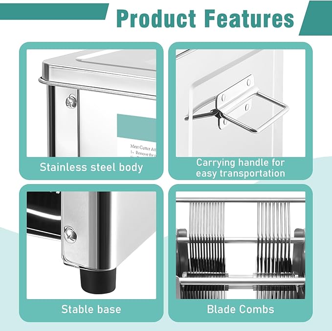 Meat Cutter Machine,850W Meat Slicer,Stainless Steel Electric Meat Slicer for Home Kitchen, Restaurant, Supermarket (3.5MM+5MM)