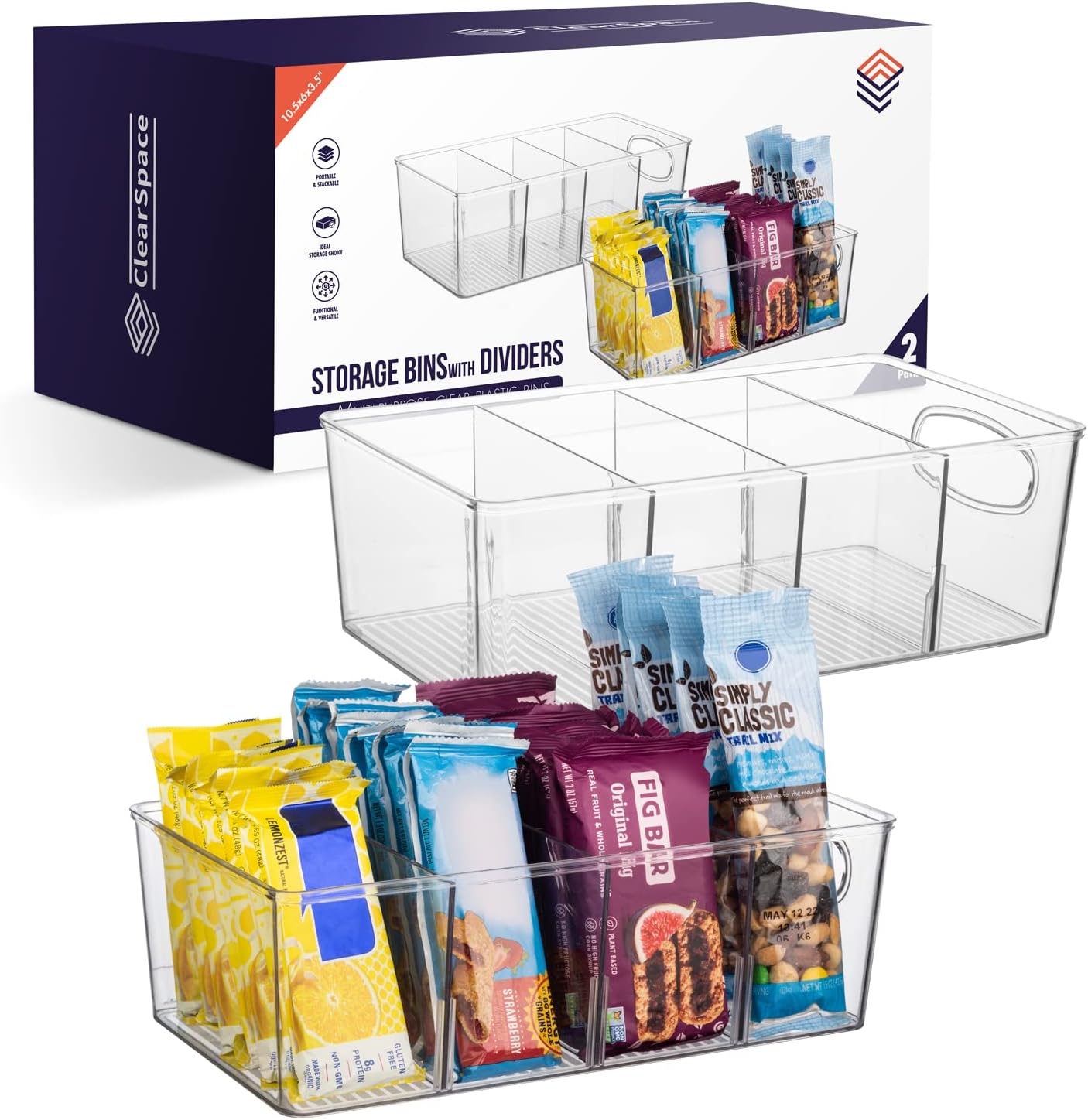 Pantry Organizers and Storage and Cabinet Organizer, 2 Pack - Kitchen Organizers and Storage, Great Fridge or Snack Organizer - Perfect in Refrigerator or Cupboard Shelf