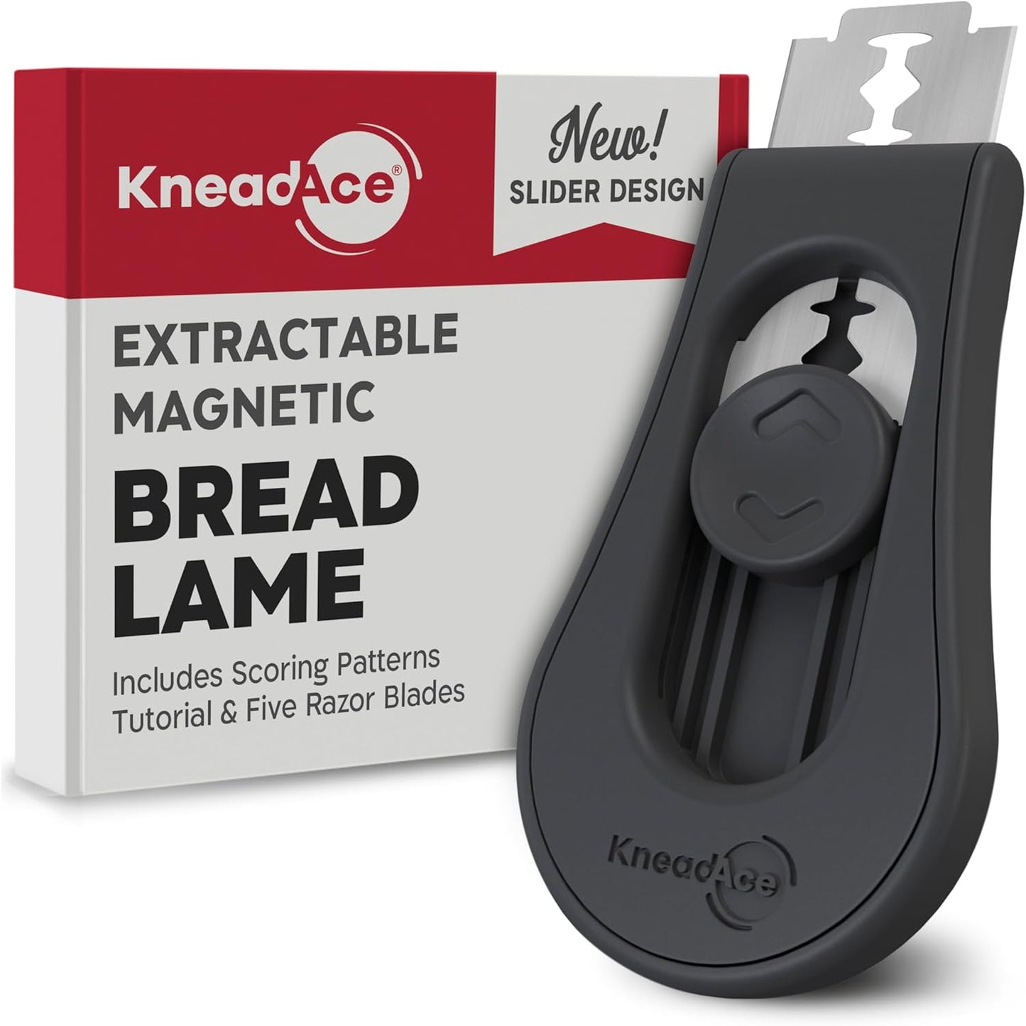 Upgraded Magnetic Bread Lame, Professional Dough Scoring Tool with Extractable Blade, Sourdough Bread Tool for Baking, Includes Scoring Pattern Booklet & 5 Replaceable Razor Blades