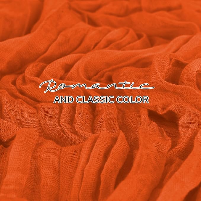 12 Pack Cheesecloth Table Runner 20 x 120 inch Cheese Cloth Table Runner Bulk,Romantic Boho Sheer Gauze Fabric Table Runners for Wedding Reception,Party,Bridal Shower Table Decor(Orange)