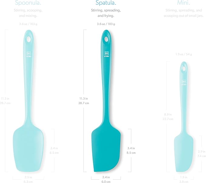 DI ORO Silicone Spatula - 600°F Heat-Resistant Rubber Kitchen Spatula for Baking, Scraping, & Mixing - BPA Free Nonstick Cookware Safe Flexible Utensil for Cooking - Seamless & Dishwasher Safe (Teal)