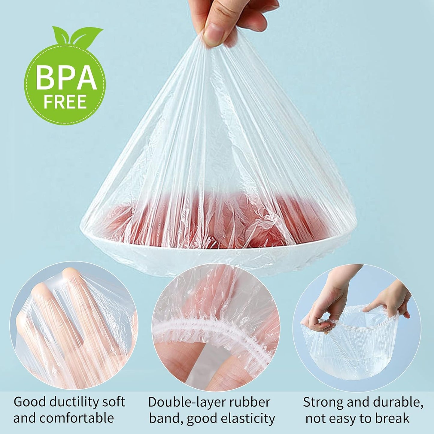 Homelove 300pcs Plastic Bowl Covers Food Cover Dish Covers, Reusable Elastic Stretch Fresh Keeping Bags, Kitchen Dining Plate Bread Proofing Food Storage Covers, Universal Kitchen Plastic Wrap