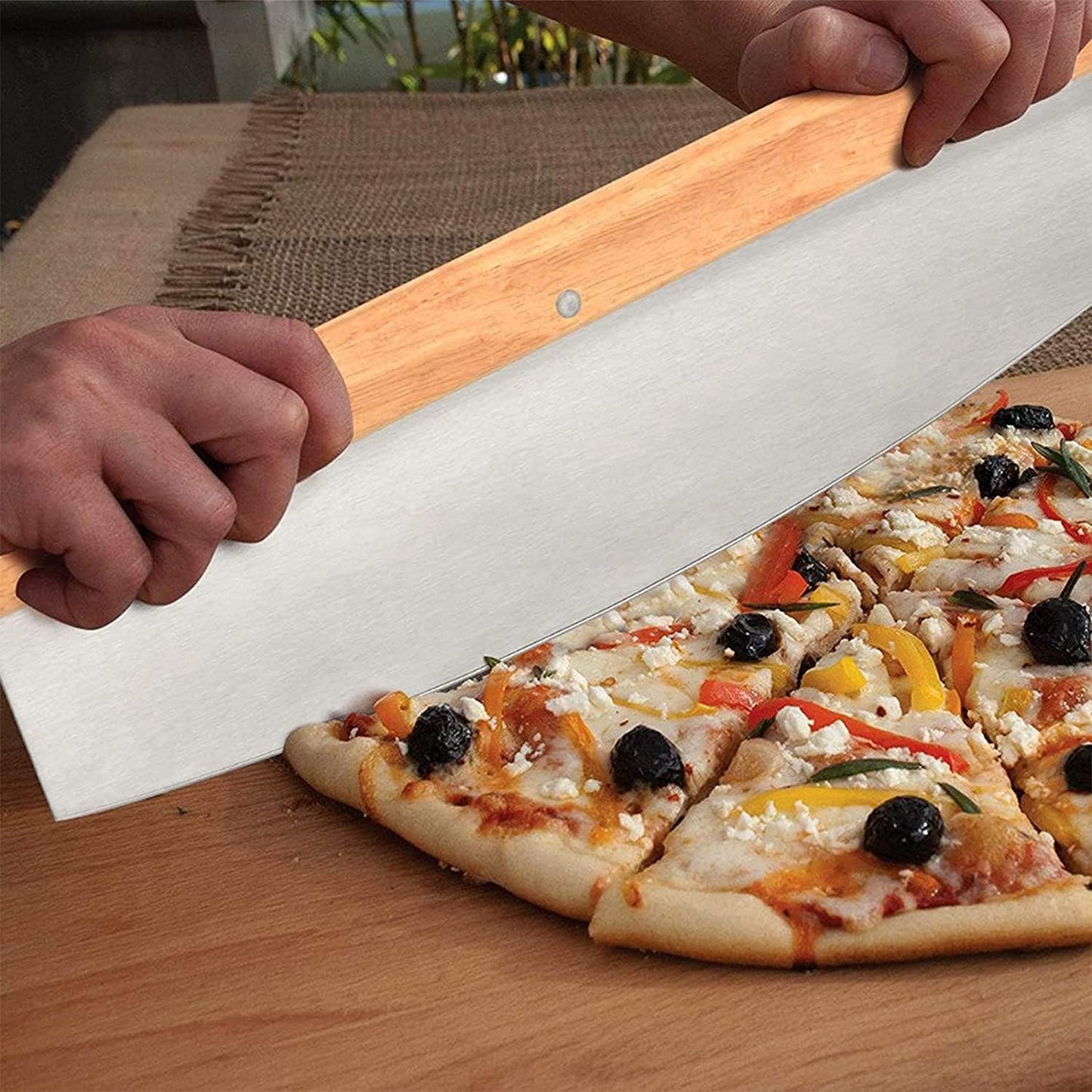 5 PCS Round Pizza Stone Set, 13" Pizza Stone for Oven and Grill with Pizza Peel(OAK),Serving Rack, Pizza Cutter & 10pcs Cooking Paper for Free, Baking Stone for Pizza, Bread