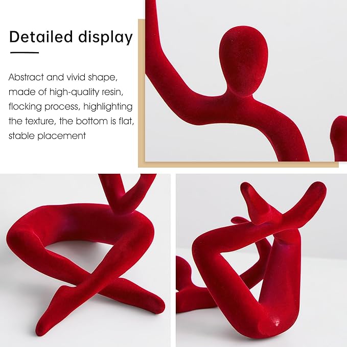 XINXUAN Abstract Wine Bottle Holder Home Decor, Resin Hollow-Out Design Decorative Wine Rack (Flocking - Red)