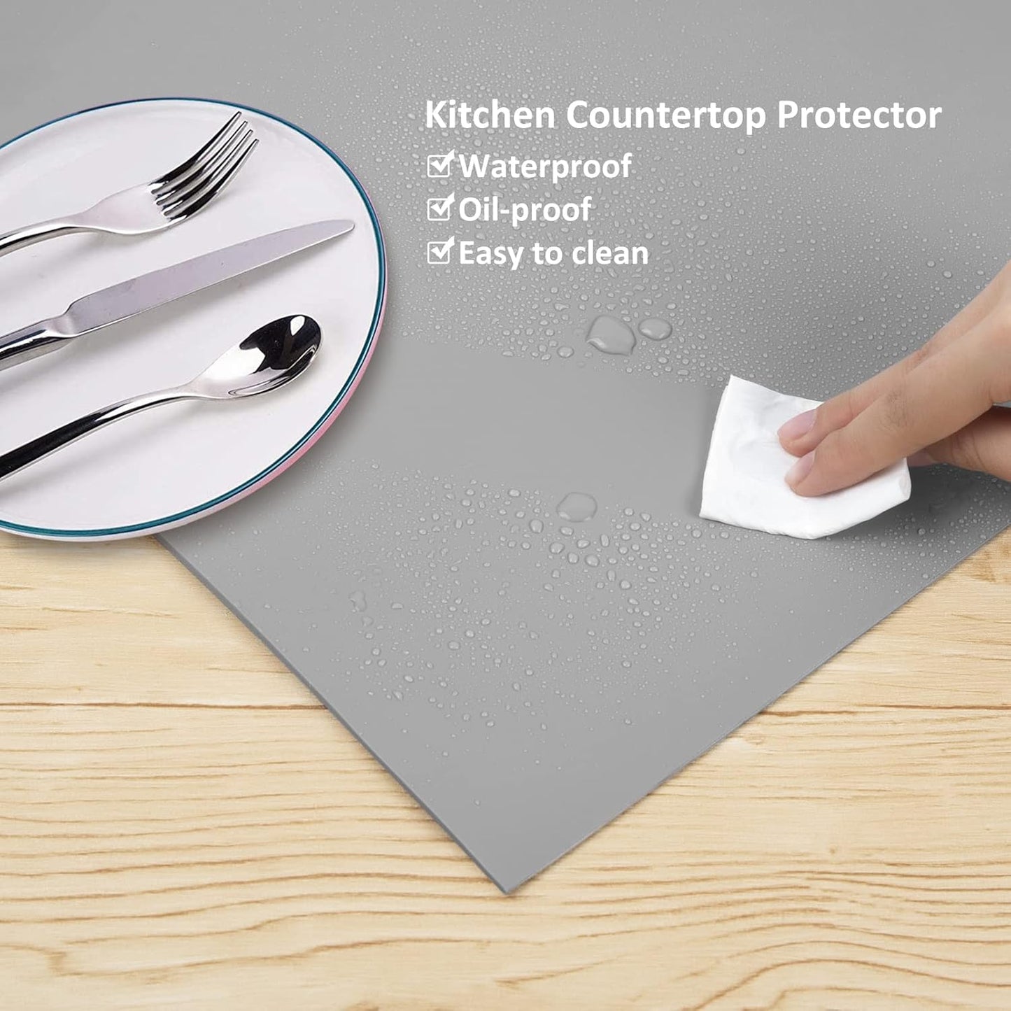 Silicone Mat Heat Resistant Mats for Countertop, Multipurpose Large Silicone Mats for Crafts Kitchen Workbench Size 48x24 inches Thick 2mm,Rolled Package,Grey