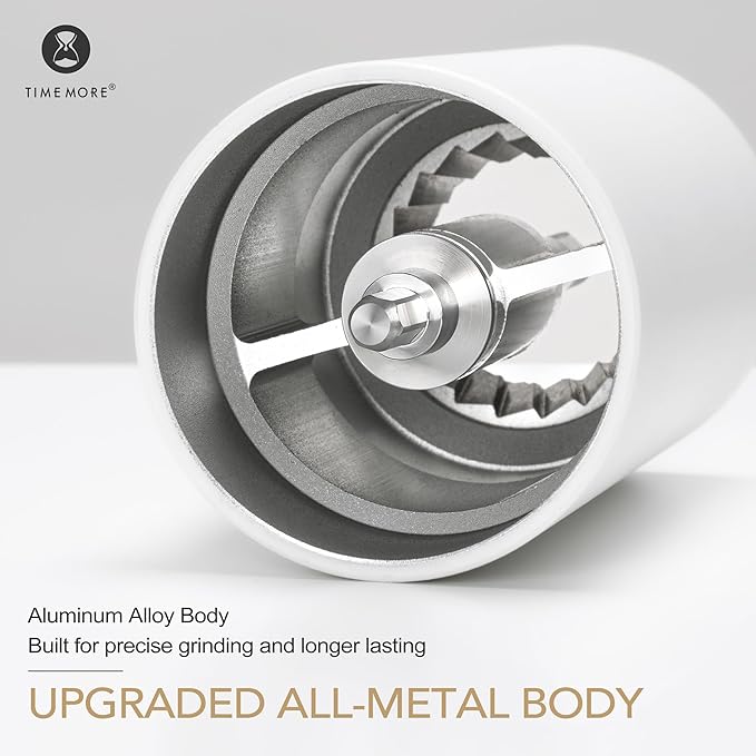 TIMEMORE Chestnut C2S Manual Coffee Grinder with Internal Adjustable Grind Setting, Capacity 20g Hand Coffee Grinder with Stainless Steel Conical Burr, for Espresso to French Press, White