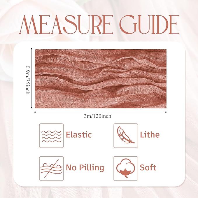 Wokceer Cheesecloth Table Runner 2Pack 10FT Dark Rose Boho Gauze Fall Thanksgiving Cheese Cloth Table Runner for Party Long Rustic Sheer Table Runners for Baby Bridal Shower Wedding Easter Table