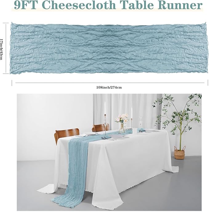 6 Pack Cheesecloth Table Runner 9ft,17 x 108 inch Gauze Table Runner Rustic Romantic Wedding Runner for Wedding Bridal Shower Fall Decoration,Burgundy