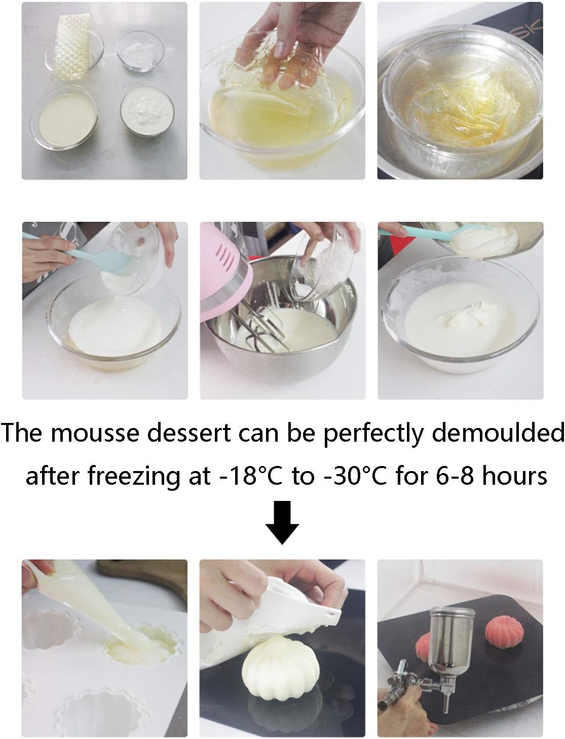 OCPO KITCHEN Tall Cylinder Silicone Molds for Mousse Cake, 3D Silicone Baking Mold for Brownie French Dessert Pastry Ice Cream Cake Decoration Mold, Cylinder Shape (8-cavity)