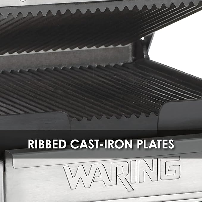Waring Commercial WPG150 Compact Italian-Style Panini Grill, 120-volt, Silver