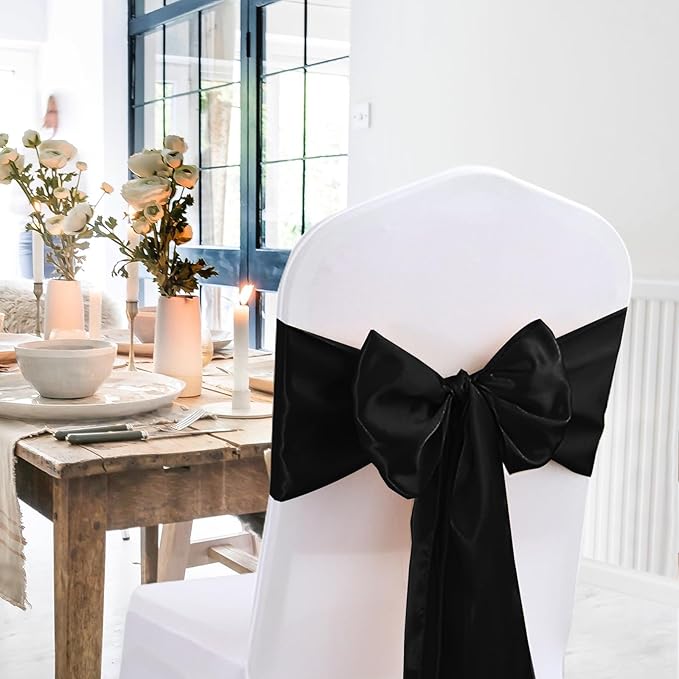 10 Pack Satin Table Runner 12 X 108 Inch Silk Table Runner for Party,Wedding, Birthday, Banquets,Decoration(Black)