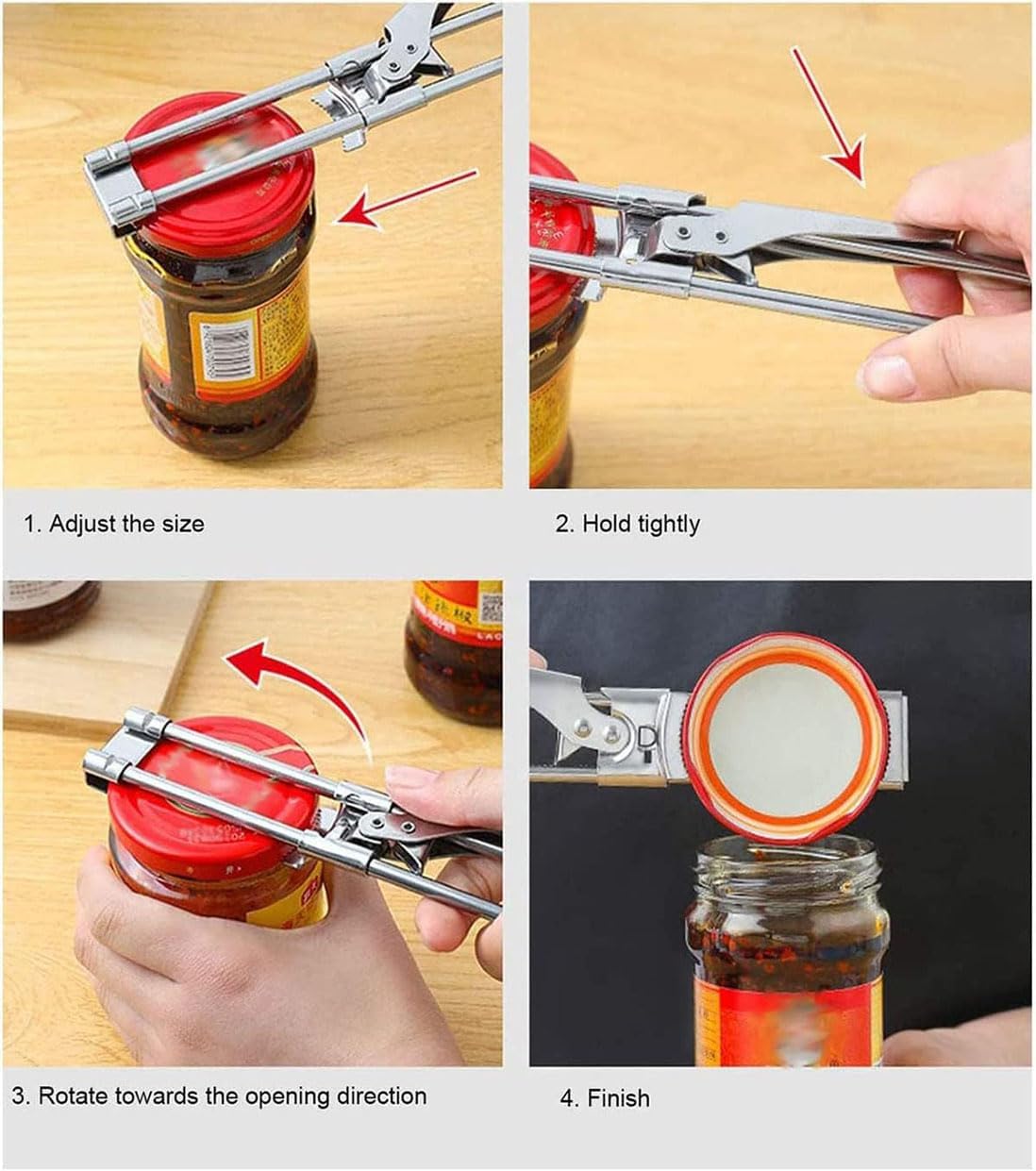 zengxiaoyun® Master Jar & Bottle Opener, Adjustable Multifunctional Stainless Steel Can Opener Jar Lid Gripper, Manual,Kitchen Accessories
