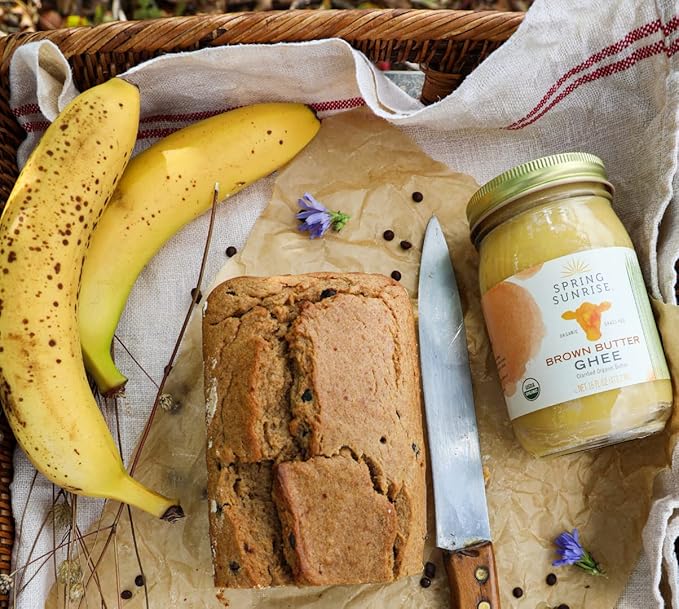 Spring Sunrise Organic Brown Ghee - Grass Fed Clarified Butter - Keto & Paleo Friendly, Lactose & Gluten Free Cooking Oil with High Smoke Point - 16 oz Jar