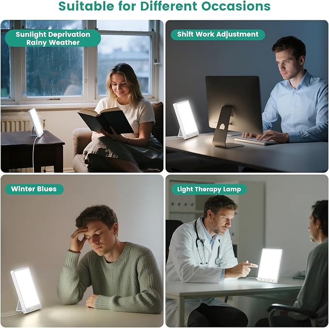 Light Therapy Lamp - 10000 Lux Therapy Light, 3 Color Temperature & Wall Mount with Memory Function, Touch Control Portable Daylight Therapy Lamp with Adjustable Brightness for Home & Office.