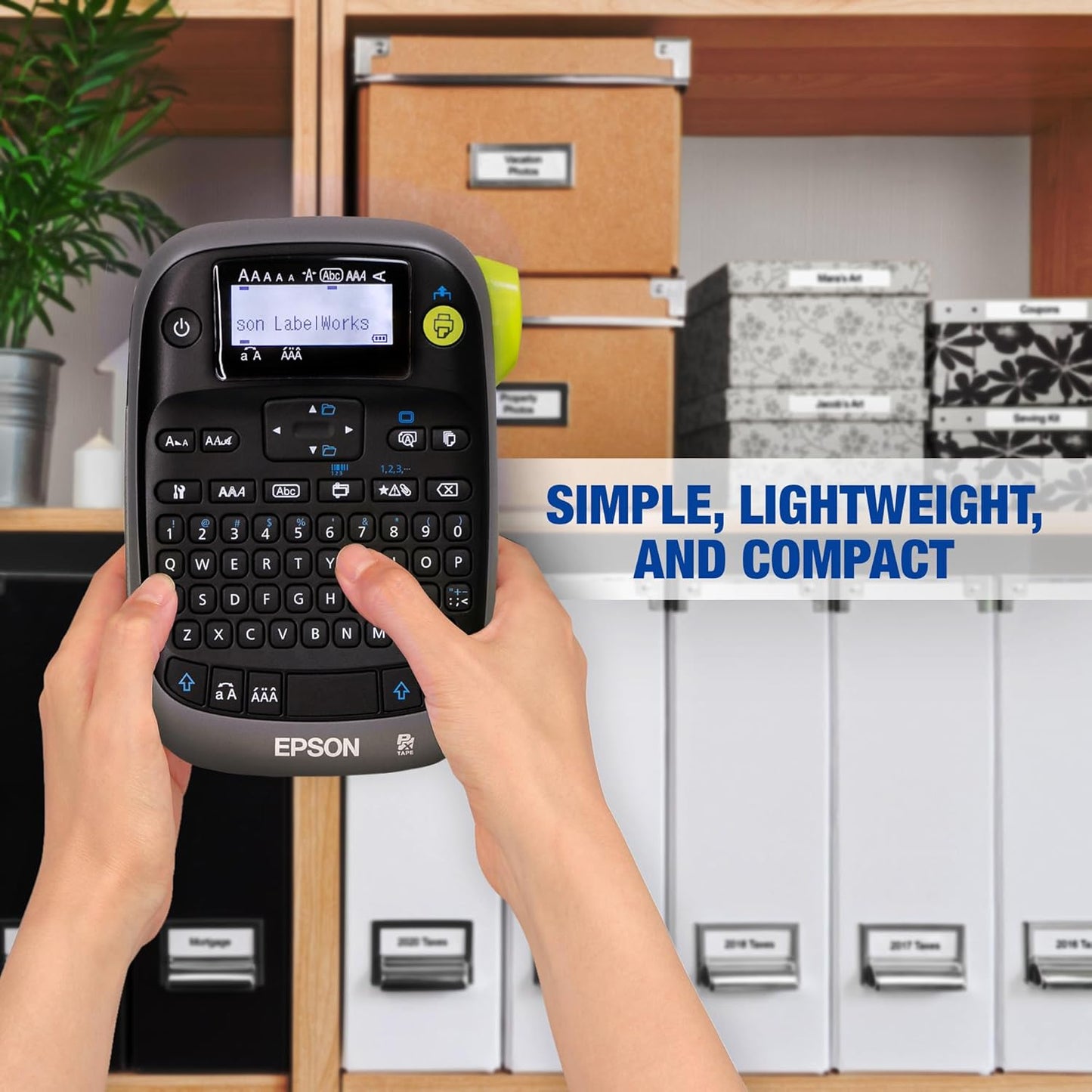 LABELWORKS Epson LW-PX300ADPT Industrial Label Maker for Office with Adapter – Sticker Labels, Magnetic Label Compatible, Only Uses 203 and 205 Shrink Tubes, Label Printer & Adapter