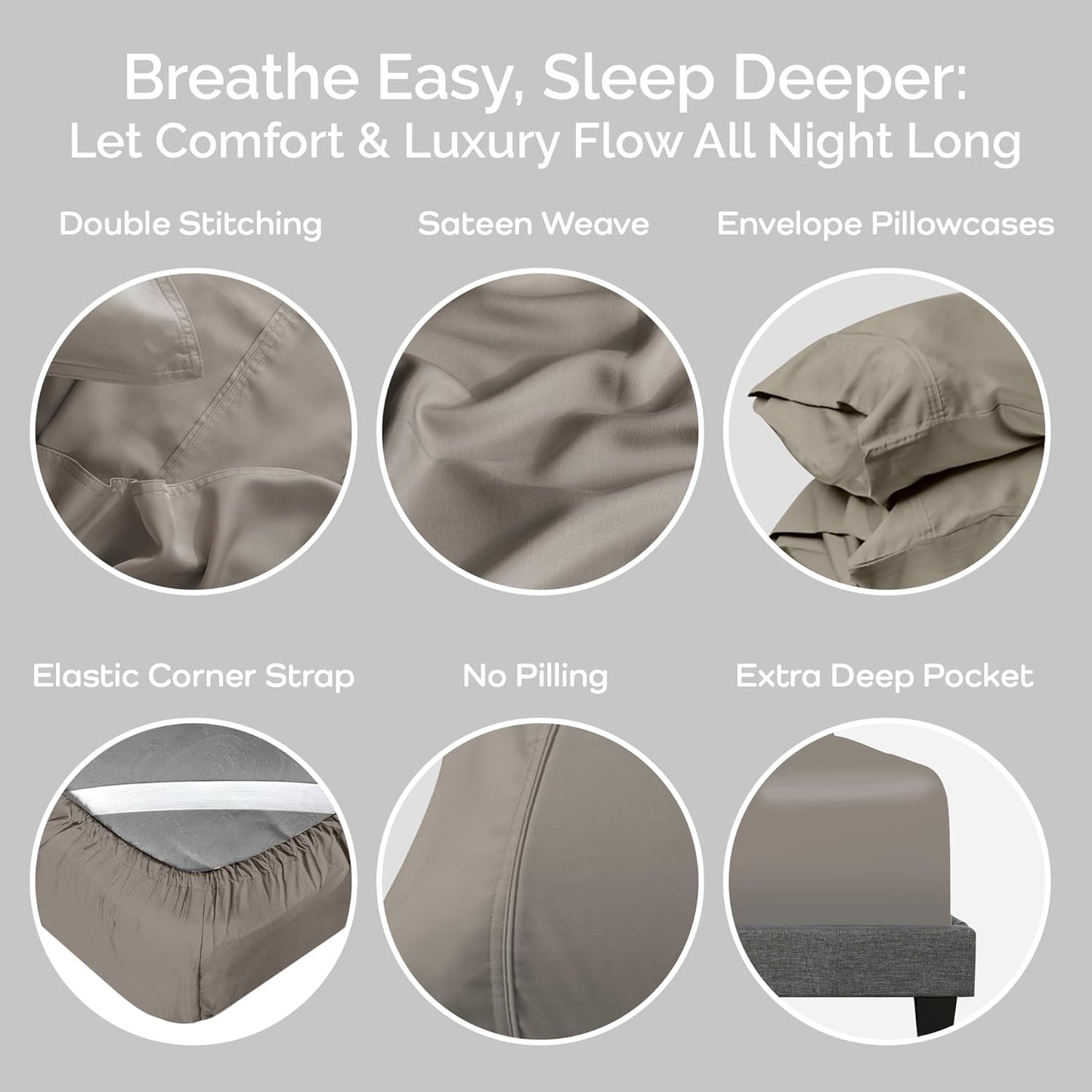 100% Viscose from Bamboo Sheets Full Size, Super Soft Bedding Set, Cooling Sheets for Hot Sleepers, Vegan Silk Moisture Wicking, Organically Grown Bedsheet, Sand - 54" x 75"