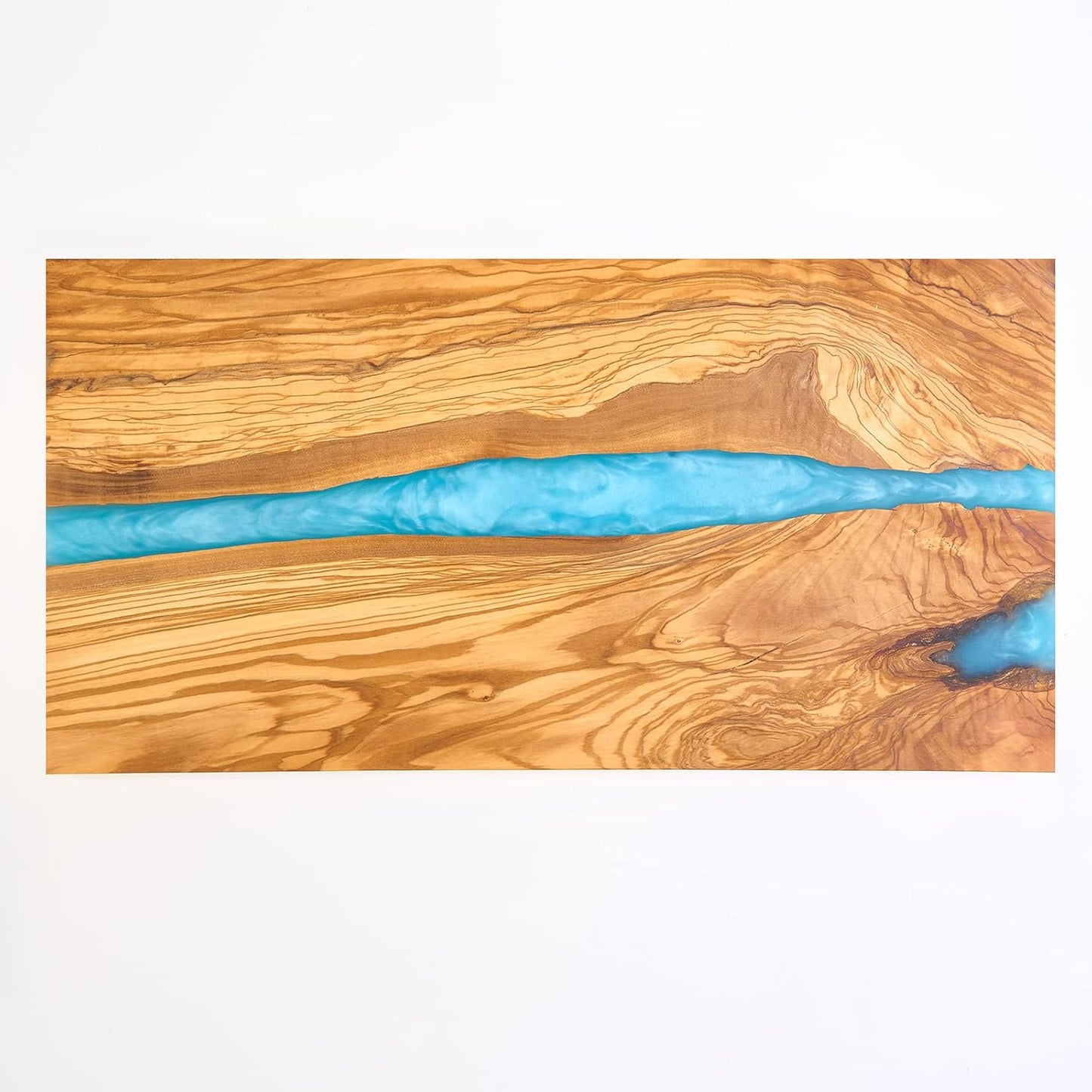 Italian Olive Wood luxury Cheese board with Resin, Charcuterie board, Chopping and Cutting Board for Meat Vegetable & Fruit, Wooden Epoxy Serving Board (Blue And White Gradient)