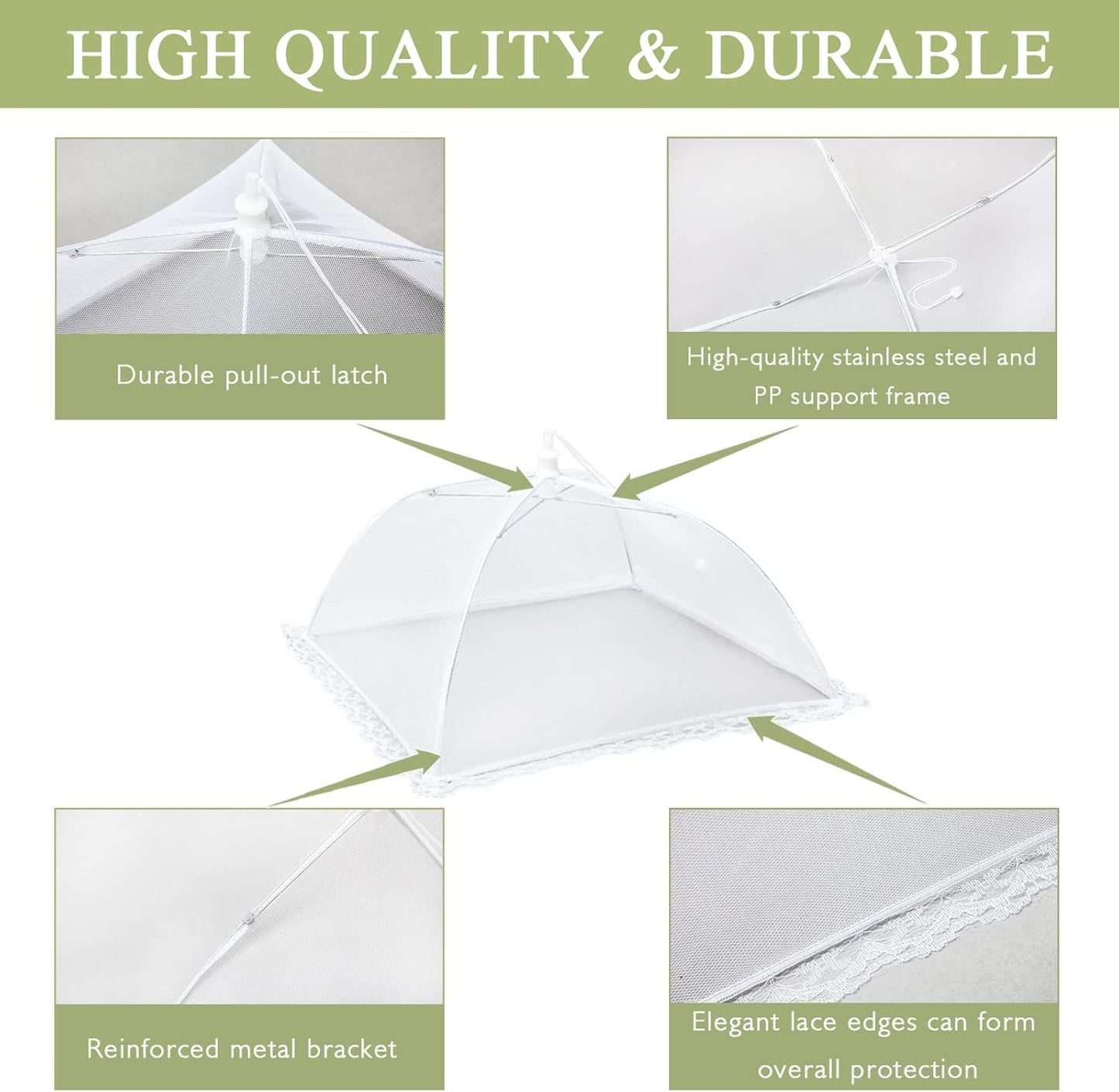 Food Covers Food Tent for Outside Mesh to Keep Bugs away, 2 Extra Large Size (40” x 24”) Reusable Collapsible Food Nets including Carry Bag,Ideal for Picnic Party BBQ Wedding Fruit