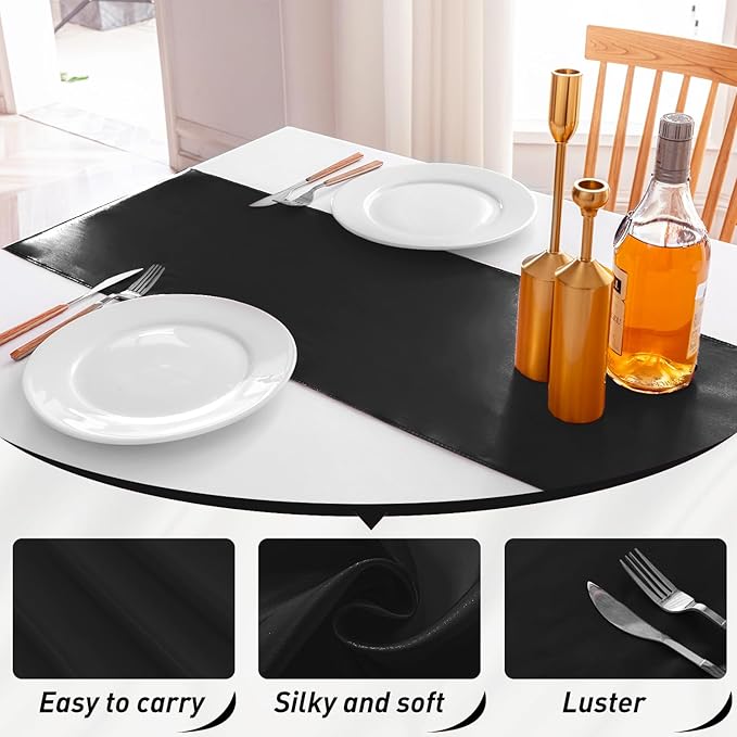 20 Pack Satin Table Runner 12 X 108 Inch Silk Table Runner for Party,Wedding, Birthday, Banquets,Decoration(Black)