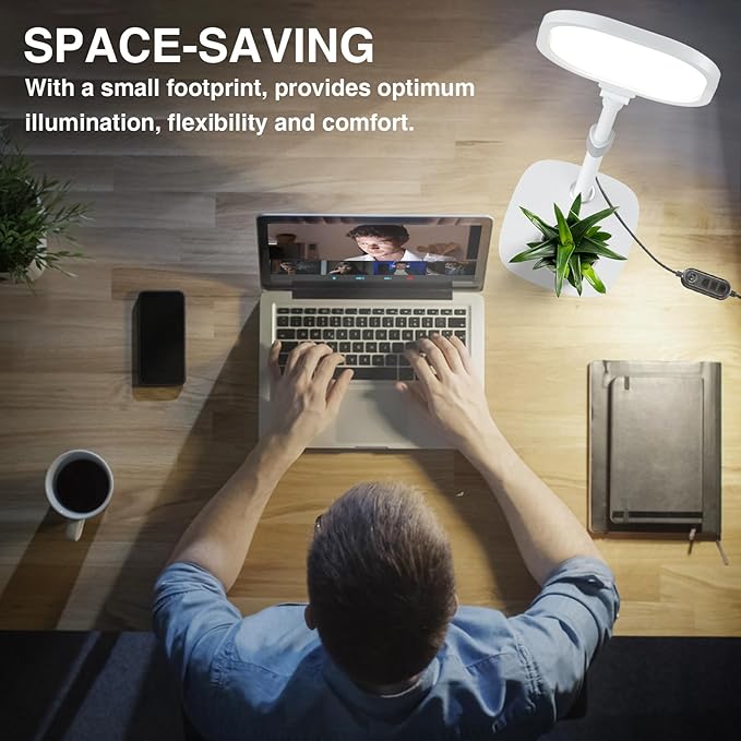 White 1Pack Video Conference Lighting for Zoom Meeting, Ring Light for Desk with Flexible Stand