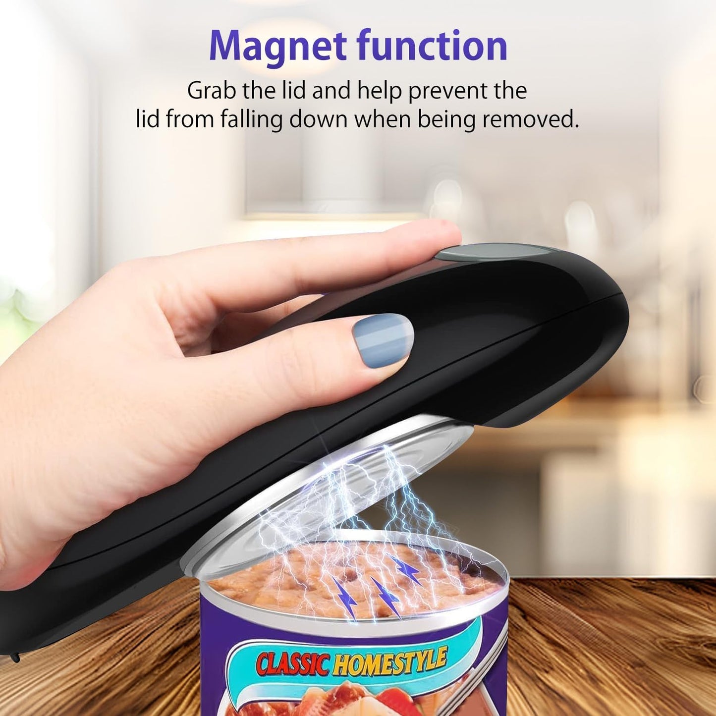Electric Can Opener, Automatic Handheld One-touch Can opener, Smooth Edge Kitchen Gadget Can Openers for Seniors with Arthritis