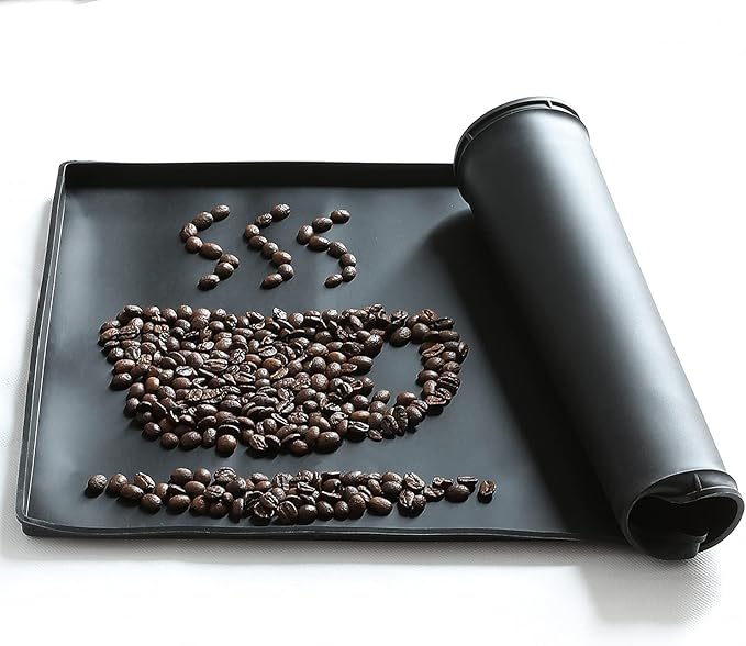 Silicone Mat Under Coffee Machine With Lip Coffee Maker Appliance Automatic Machines Espresso Accessory Black Multifunctional Rubber Base Mat (18.9 x 11.8)