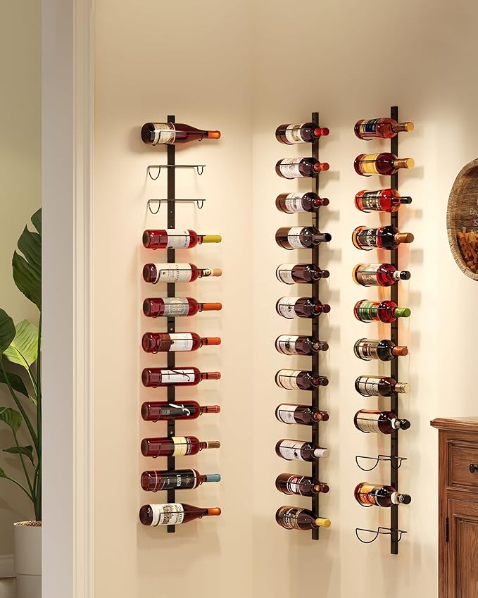 X-cosrack DIY 12 Bottles Wall Mounted Wine Rack, Detachable Wine Storage Organizer, Used Alone or A Set of 4, Wall Wine Display, for Kitchen, Dining Room, Bar, Wine Cellar