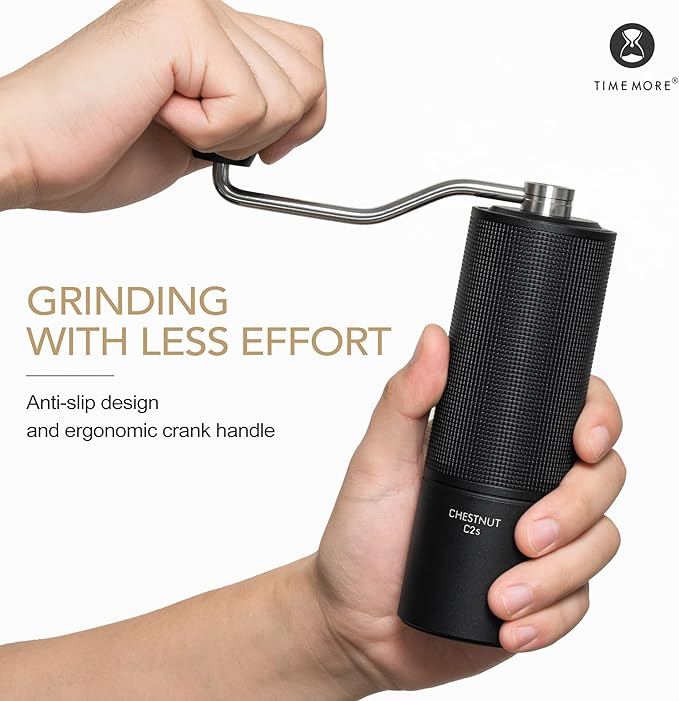 TIMEMORE Chestnut C2S Manual Coffee Grinder with Internal Adjustable Grind Setting, Capacity 20g Hand Coffee Grinder with Stainless Steel Conical Burr, for Espresso to French Press, Black