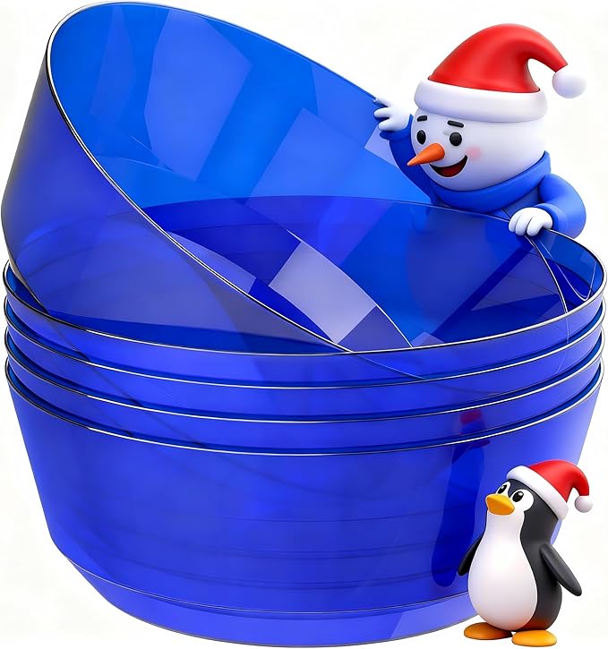 Hioasis 8 Pack Plastic Serving Bowls 128oz Clear Blue Plastic Bowls Heavy Duty Disposable Serving Bowls for Party Snack & Salad & Candy & Bar Buffet & Pool Party