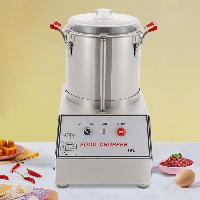 4gal Electric Food Chopping Machine, 1400w Commercial Food Processor, Stainless Steel Multifunctional Meat Vegetable Cutter for Restaurants, Cafeterias