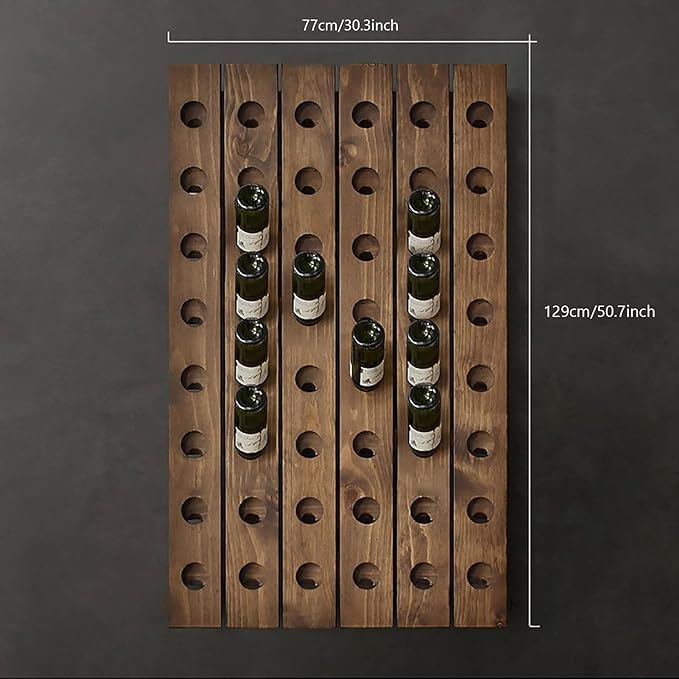 Wall Mounted riddling Wine Rack,Wooden Vertical Wine Rack Holder,Rustic Wine Storage Racks Organizer,Holds 16 Bottles,for Dining Rooms,Kitchens,Bars(30.3" W x 50.7" H, Walnut)