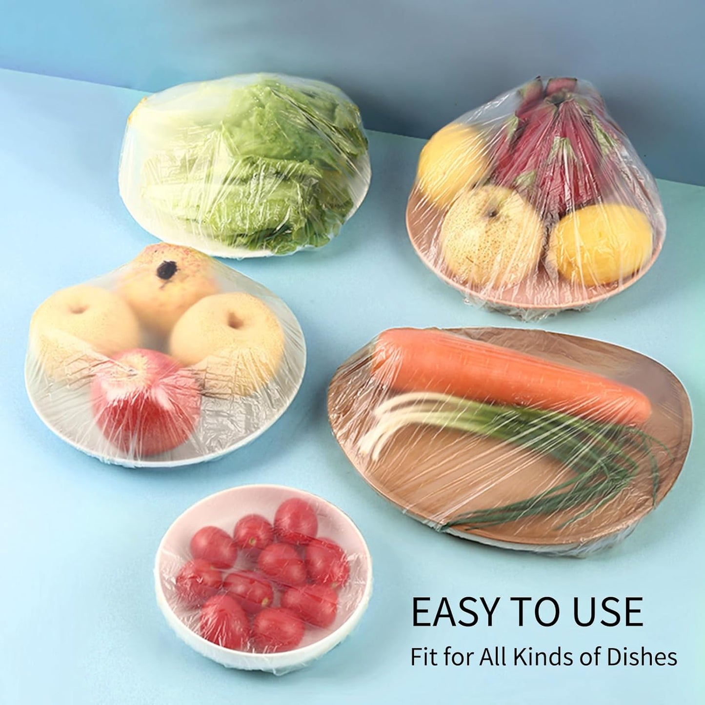 Homelove Plastic Bowl Covers Dish Cover Food Cover, 200pcs Reusable Elastic Stretch Fresh Keeping Covers, Kitchen Dining Cookware Canning Lids Food Bags, Universal Kitchen Plastic Wrap [Colorful]