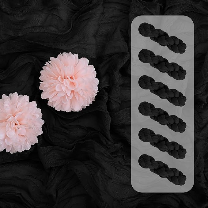 Aktor 6 Pack Black Cheesecloth Table Runner 10Ft Gauze Table Runner Boho Semi Sheer Cheese Cloth Fabric Runners for Wedding Birthday Baby Shower Party Table Decoration（Black）