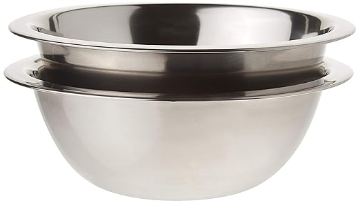 Tiger Chef Mixing Bowls Standard Weight Stainless Steel, Mirror Finish, 3/4 Quart, 2 Pack