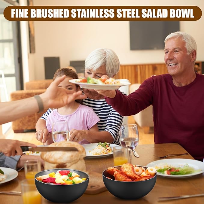 Nuogo 10 Pcs Stainless Steel Mixing Bowls Christmas Decorative Esthetician Bowls for Christmas First Holy Communion Wedding Baking Prepping Serving Facial Salad Fruit Candy(5.9 Inch,Black)