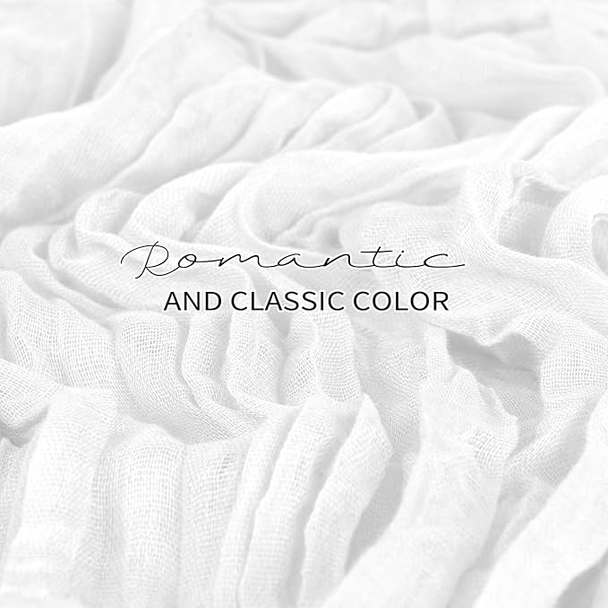 12 Pack Cheesecloth Table Runner 20 x 120 inch Cheese Cloth Table Runner Bulk,Romantic Boho Sheer Gauze Fabric Table Runners for Wedding Reception,Party,Bridal Shower Table Decor(White)