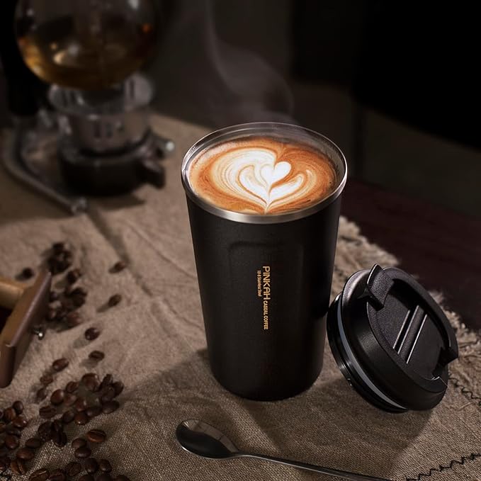 12OZ Vacuum Travel Mug for Ice Drinks/Hot Beverage, Double Walled Stainless Steel Insulated Coffee Tumbler Cup, Thermal Coffee Mug