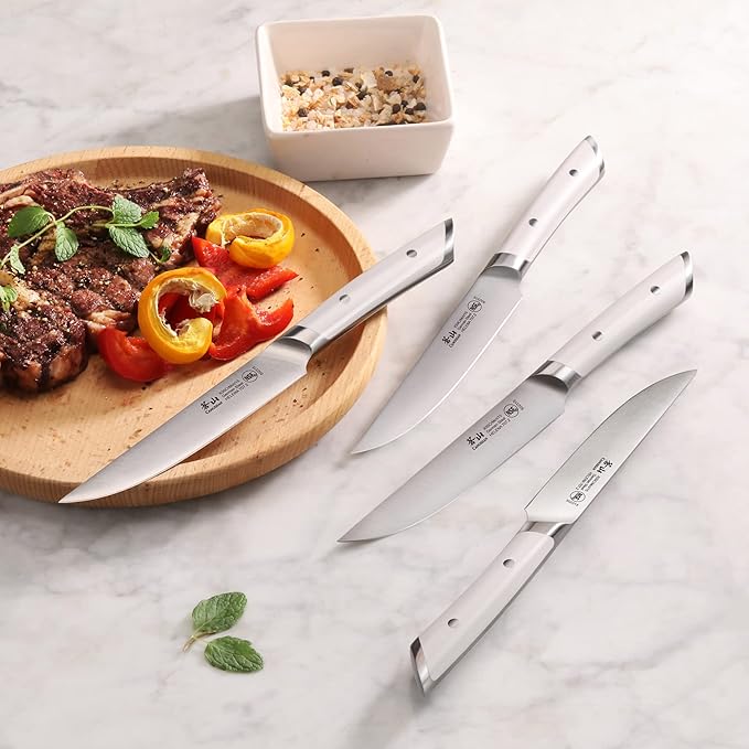 Cangshan HELENA Series German Steel Forged 4-Piece Fine-Edge Steak Knife Set (White)