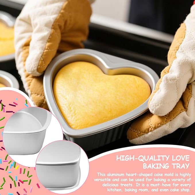 3Pcs Heart Shaped Cake Pans（6Inch+8Inch+10Inch） Aluminum Heart-Shaped Baking Pan Fun Cake Mold Baking Tool Kitchen DIY Mold For Birthdays and Weddings