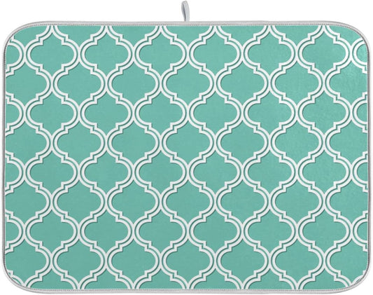Super Absorbent Dish Drying Mat, Microfiber Fast-Drying Dish Mat, 24" x 18", Kitchen Dish Drying Pad, Seamless Moroccan Pattern