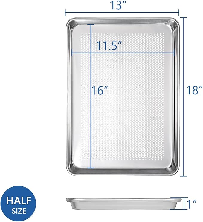 HARDURA Aluminum Perforated Baking Sheet Pan 18”L X 13”W X 1”H Cookie Sheet, 12Packs, For Oven in Bakery & Restaurant, Kitchen