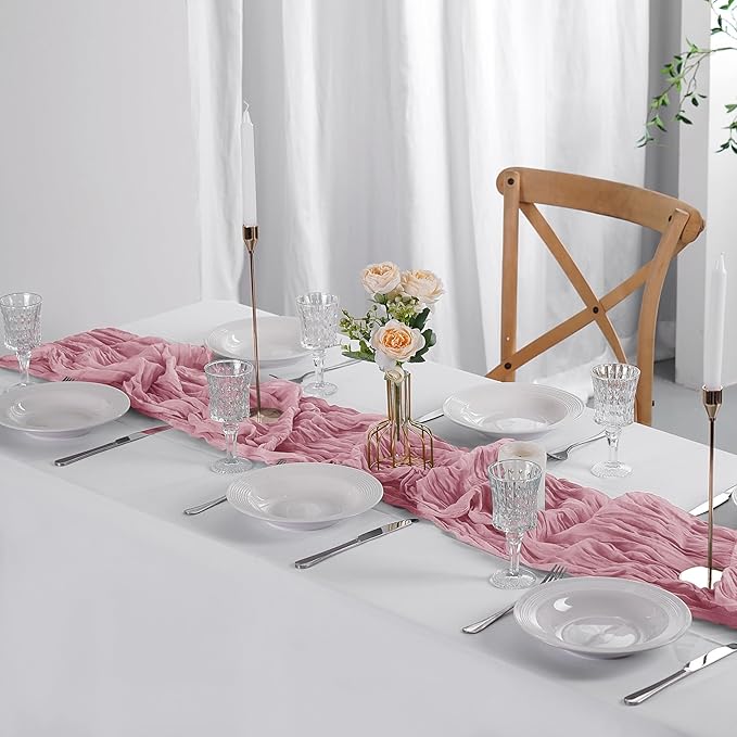 12 Pack Cheesecloth Table Runner 9ft,17 x 108 inch Gauze Table Runner Rustic Romantic Wedding Runner for Wedding Bridal Shower Fall Decoration,Sage Green