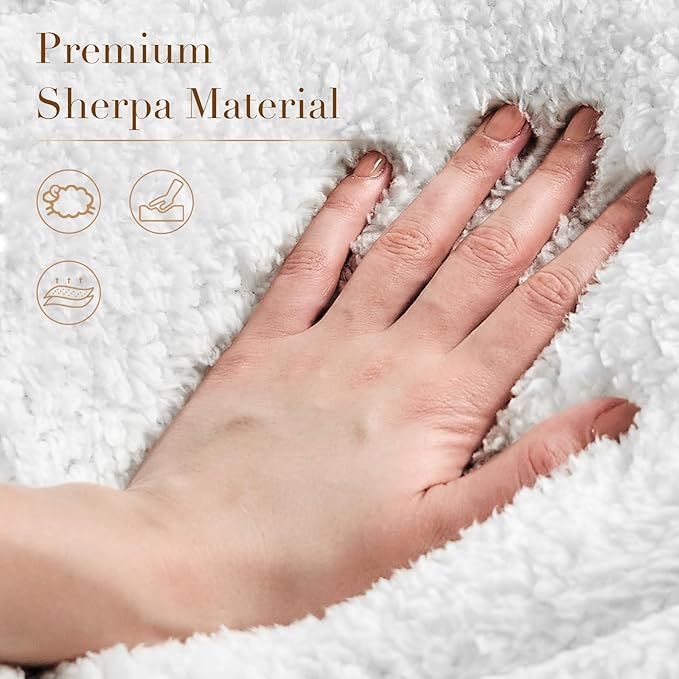 Cymula Mattress Topper Queen Size for Back Pain Extra Thick Sherpa Mattress Pad Bed Soft Pillow Top Mattress Cover with 900GSM Fluffy Down Alternative, 8-21" Deep Pocket, White