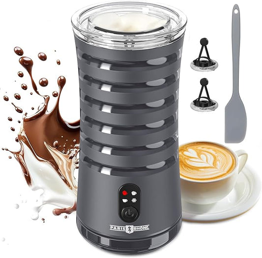 Milk Frother, Paris Rhône 4-in-1 Milk Steamer and Frother, Hot & Cold Foam Milk Warmer with Temperature Control, Auto Shut-Off Frothers for Coffee, Latte, Cappuccino, Macchiato