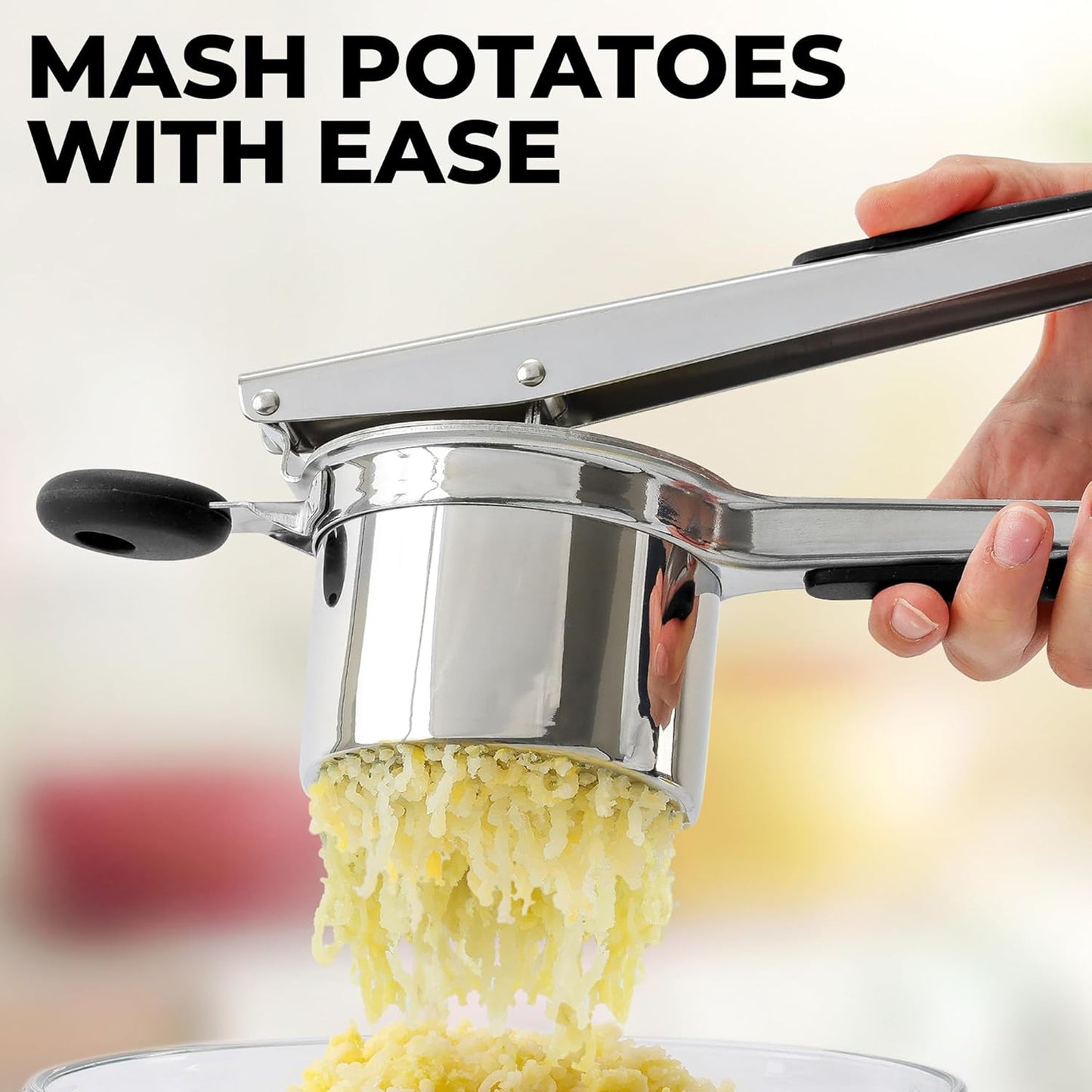 Zulay Kitchen Premium Large 15oz Potato Ricer With 3 Interchangeable Discs, Heavy Duty Professional Stainless Steel Potato Masher and Ricer Kitchen Tool, Press and Mash Kitchen Gadget