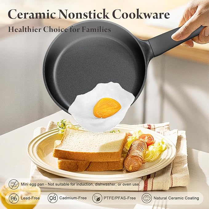 23-Piece Removable Handle Pots and Pans Set Non Stick, Ceramic Cookware Set with Mini Egg Pan, Large Capacity, Non-Toxic, Induction & Oven Safe, Dishwasher Safe, RV Compatible, Black & White